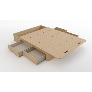 Canapé con cajones CURVA BOX 150 x 190 / Tapa deslizante / 4 cajones con arcón en cabecero y esquinas redondeadas. - Imagen 2