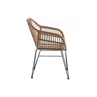 Sillón Thai rattán marrón / pata metálica negra medidas 56 x 61 x 82 cm. - Imagen 2