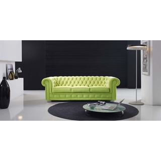 Sofá 3 Plazas Chester Capitone 215 x 90 x 75 tapizado piel Natur/Jaguar - Imagen 2