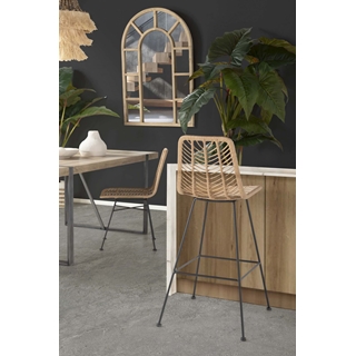 Taburete ratán sintético color natural/negro 53 x 58 x 109CM - Imagen 2